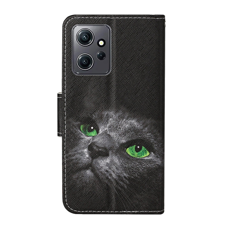 For Xiaomi Redmi Note 12 4G Global Colored Drawing Pattern Flip Leather Phone Case(Black Cat) - Note 12 Cases by buy2fix | Online Shopping UK | buy2fix