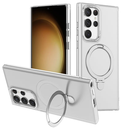 For Samsung Galaxy S23 Ultra 5G LK 3 in 1 MagSafe Magnetic Holder Phone Case(White) - Galaxy S23 Ultra 5G Cases by buy2fix | Online Shopping UK | buy2fix