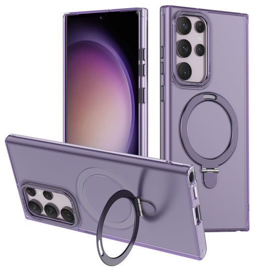 For Samsung Galaxy S23 Ultra 5G LK 3 in 1 MagSafe Magnetic Holder Phone Case(Purple) - Galaxy S23 Ultra 5G Cases by buy2fix | Online Shopping UK | buy2fix