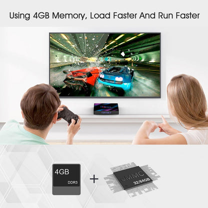 H96 Max-3318 4K Ultra HD Android TV Box with Remote Controller, Android 10.0, RK3318 Quad-Core 64bit Cortex-A53, 4GB+64GB, Support TF Card / USBx2 / AV / Ethernet, Plug Specification:US Plug - Consumer Electronics by buy2fix | Online Shopping UK | buy2fix