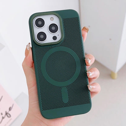 For iPhone 11 Pro Grid Cooling MagSafe Magnetic Phone Case(Alpine Green) - iPhone 11 Pro Cases by buy2fix | Online Shopping UK | buy2fix