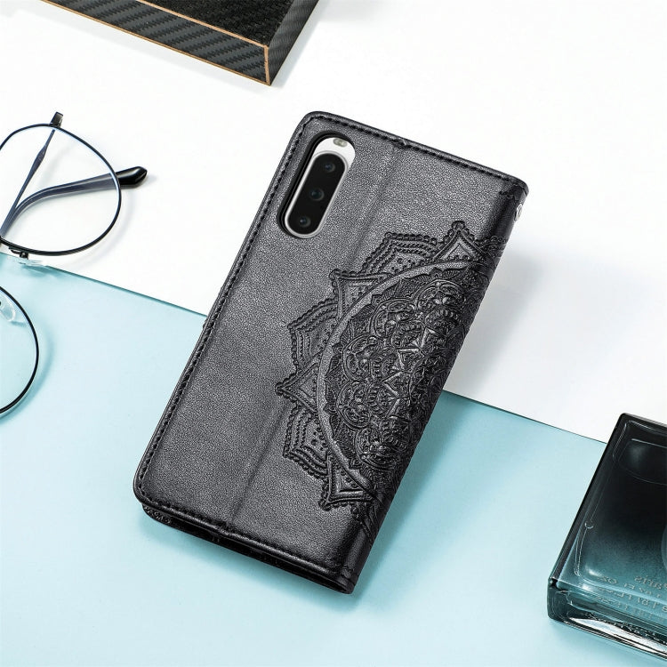 For Sony Xperia 10 IV Mandala Flower Embossed Leather Phone Case(Black) - Sony Cases by buy2fix | Online Shopping UK | buy2fix