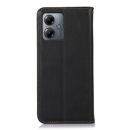 For Motorola Moto G14 4G KHAZNEH Nappa Top Layer Cowhide Leather Phone Case(Black) - Motorola Cases by buy2fix | Online Shopping UK | buy2fix