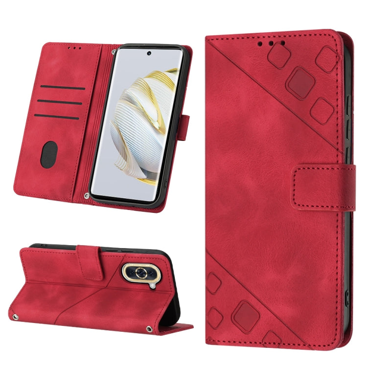 For Huawei nova 10 Skin-feel Embossed Leather Phone Case(Red) - Huawei Cases by buy2fix | Online Shopping UK | buy2fix