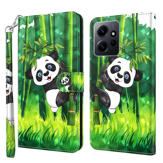 For Xiaomi Redmi Note 12 4G Global 3D Painting Pattern Flip Leather Phone Case(Bamboo Panda) - Note 12 Cases by buy2fix | Online Shopping UK | buy2fix