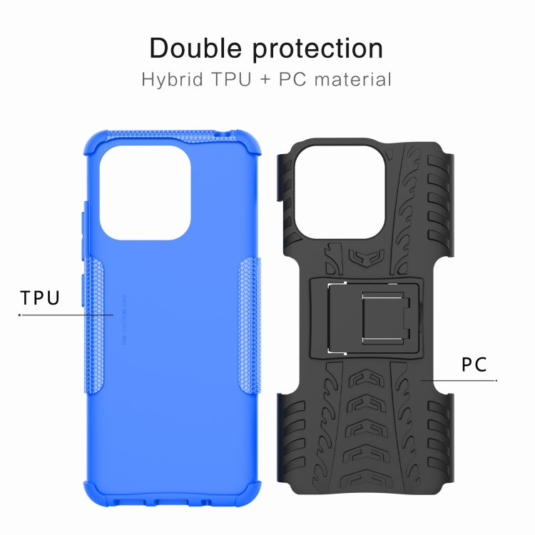 For Xiaomi Redmi 12C Tire Texture TPU + PC Phone Case with Holder(Black) - Xiaomi Cases by buy2fix | Online Shopping UK | buy2fix