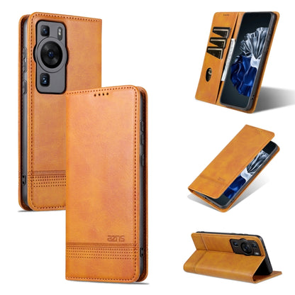 For Huawei P60 / P60 Pro AZNS Magnetic Calf Texture Flip Leather Phone Case(Light Brown) - Huawei Cases by AZNS | Online Shopping UK | buy2fix