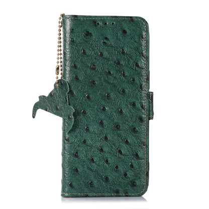 For Samsung Galaxy F14 5G Ostrich Pattern Genuine Leather RFID Phone Case(Green) - Galaxy Phone Cases by buy2fix | Online Shopping UK | buy2fix