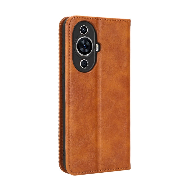 For Huawei nova 11 Pro Magnetic Buckle Retro Texture Leather Phone Case(Brown) - Huawei Cases by buy2fix | Online Shopping UK | buy2fix