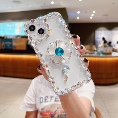 For iPhone 14 Sunflower Diamond Phone Case(Transparent) - iPhone 14 Cases by buy2fix | Online Shopping UK | buy2fix