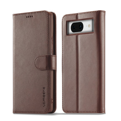 For Google Pixel 8 LC.IMEEKE Calf Texture Flip Leather Phone Case(Brown) - Google Cases by LC.IMEEKE | Online Shopping UK | buy2fix