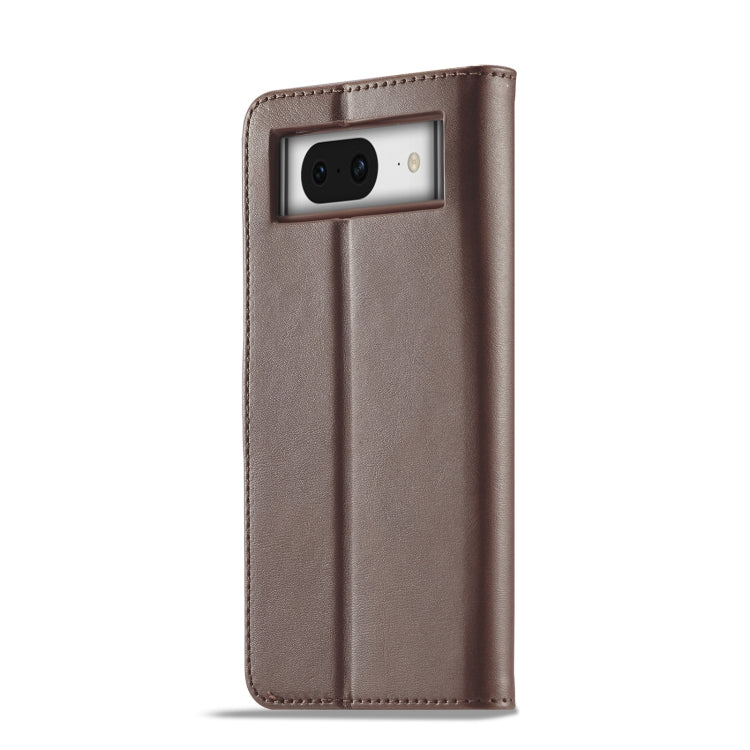 For Google Pixel 8 LC.IMEEKE Calf Texture Flip Leather Phone Case(Brown) - Google Cases by LC.IMEEKE | Online Shopping UK | buy2fix