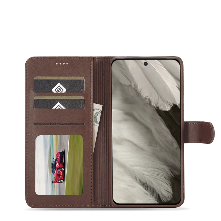 For Google Pixel 8 LC.IMEEKE Calf Texture Flip Leather Phone Case(Brown) - Google Cases by LC.IMEEKE | Online Shopping UK | buy2fix