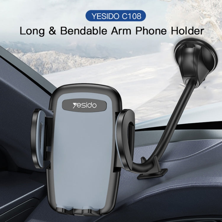 Yesido C108 360 Degree Rotation Car Windshield Suction Cup Phone Holder(Black) - Car Holders by Yesido | Online Shopping UK | buy2fix