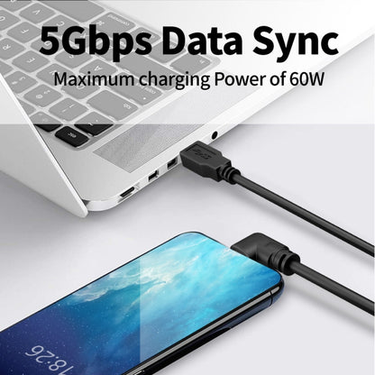 3m USB to USB-C / Type-C Elbow 5Gbps 60W USB3.1 Gen1 Fast Charging Data-sync Cable(Black) -  by buy2fix | Online Shopping UK | buy2fix