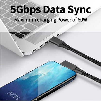 3m USB-C / Type-C to USB-C / Type-C Elbow 5Gbps 60W USB3.1 Gen1 Fast Charging Data-sync Cable(Black) -  by buy2fix | Online Shopping UK | buy2fix