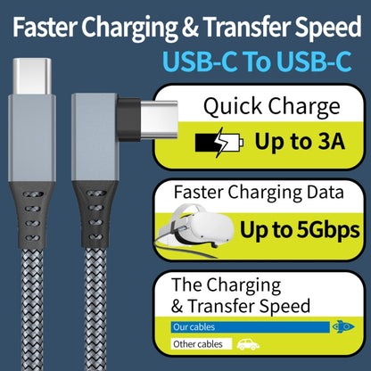 5m USB-C / Type-C to USB-C / Type-C Elbow 5Gbps 60W USB3.1 Gen1 Fast Charging Data-sync Cable(Grey) -  by buy2fix | Online Shopping UK | buy2fix