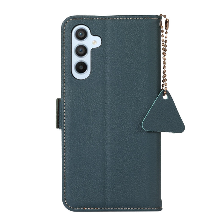 For Samsung Galaxy M54 5G Side-Magnetic TJ Genuine Leather RFID Phone Case(Green) - Galaxy Phone Cases by buy2fix | Online Shopping UK | buy2fix