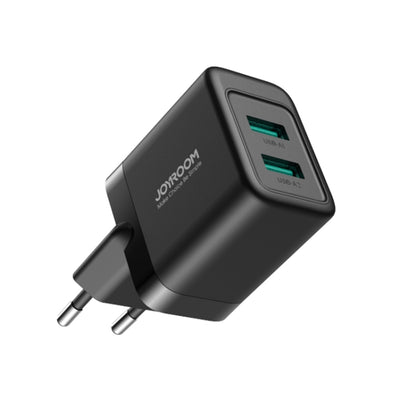 JOYROOM JR-TCN01 2.4A Dual Ports USB Charger, Plug:EU Plug(Black) - USB Charger by JOYROOM | Online Shopping UK | buy2fix