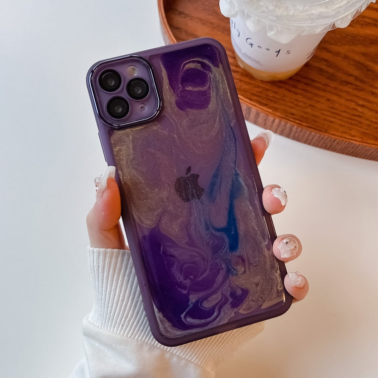 For iPhone 11 Pro Max Oil Painting Electroplating TPU Phone Case(Purple) - iPhone 11 Pro Max Cases by buy2fix | Online Shopping UK | buy2fix