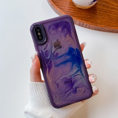 For iPhone X / XS Oil Painting Electroplating TPU Phone Case(Purple) - More iPhone Cases by buy2fix | Online Shopping UK | buy2fix