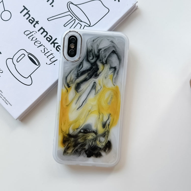For iPhone X / XS Oil Painting Electroplating TPU Phone Case(White) - More iPhone Cases by buy2fix | Online Shopping UK | buy2fix