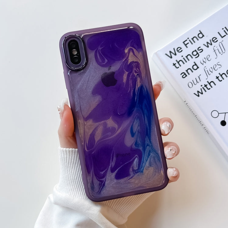For iPhone XS Max Oil Painting Electroplating TPU Phone Case(Purple) - More iPhone Cases by buy2fix | Online Shopping UK | buy2fix