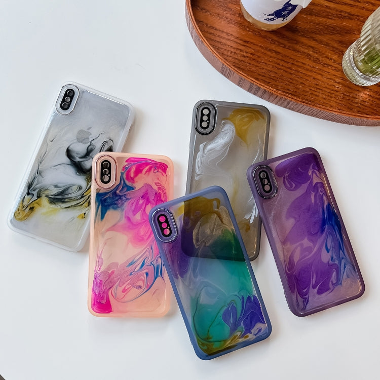 For iPhone XS Max Oil Painting Electroplating TPU Phone Case(White) - More iPhone Cases by buy2fix | Online Shopping UK | buy2fix