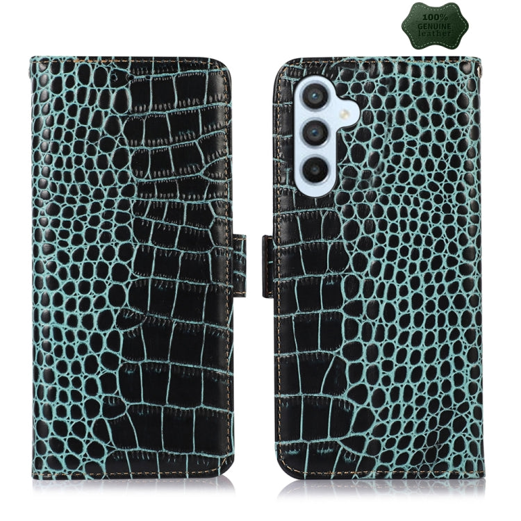 For Samsung Galaxy M34 5G Crocodile Top Layer Cowhide Leather Phone Case(Green) - Galaxy Phone Cases by buy2fix | Online Shopping UK | buy2fix