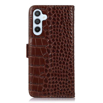 For Samsung Galaxy M34 5G Crocodile Top Layer Cowhide Leather Phone Case(Brown) - Galaxy Phone Cases by buy2fix | Online Shopping UK | buy2fix