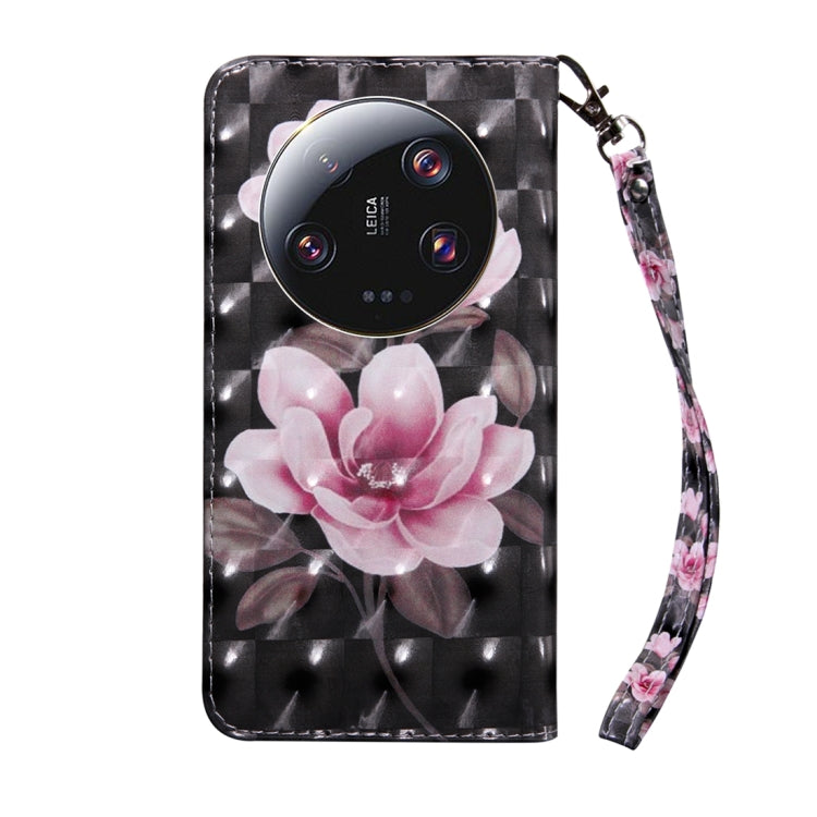 For Xiaomi 13 Ultra 3D Painted Pattern Leather Phone Case(Pink Flower) - 13 Ultra Cases by buy2fix | Online Shopping UK | buy2fix