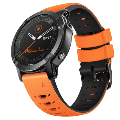 For Garmin Fenix 7 22mm Trapezoidal Quick Release Silicone Watch Band(Orange Black) - Watch Bands by buy2fix | Online Shopping UK | buy2fix