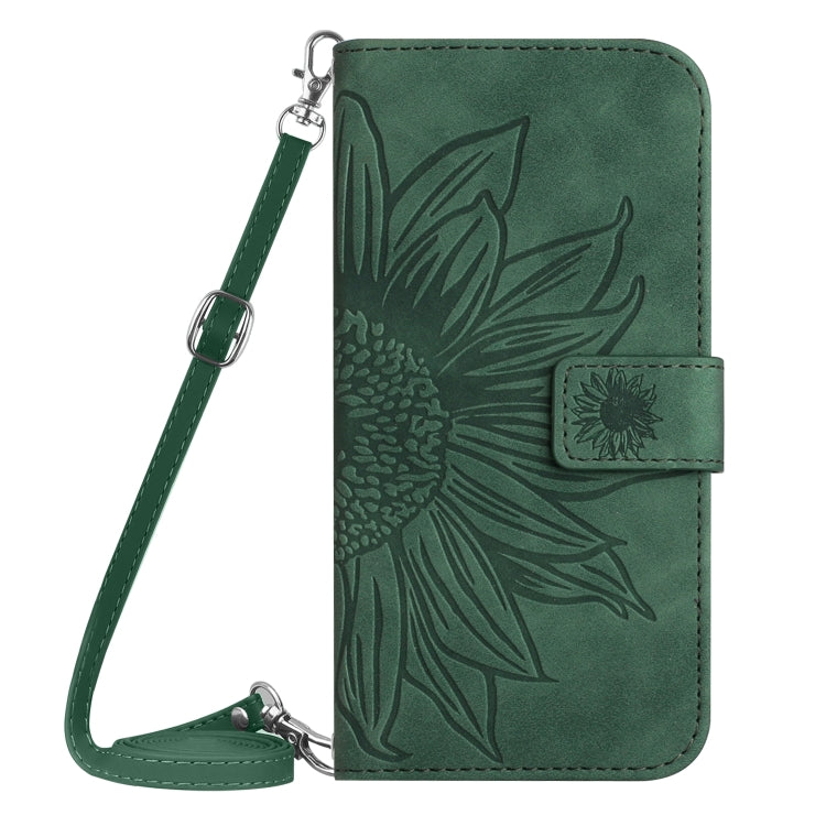 For Xiaomi Poco F5 Skin Feel Sun Flower Embossed Flip Leather Phone Case with Lanyard(Green) - Xiaomi Cases by buy2fix | Online Shopping UK | buy2fix