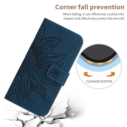 For Xiaomi Redmi 12 4G Global Skin Feel Sun Flower Embossed Flip Leather Phone Case with Lanyard(Inky Blue) - Xiaomi Cases by buy2fix | Online Shopping UK | buy2fix