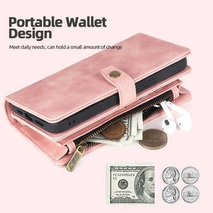 For Google Pixel 7 Zipper Wallet Detachable MagSafe Leather Phone Case(Pink) - Google Cases by buy2fix | Online Shopping UK | buy2fix