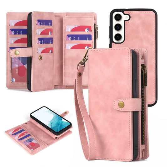 For Samsung Galaxy S21+ 5G Zipper Wallet Detachable MagSafe Leather Phone Case(Pink) - Galaxy S21+ 5G Cases by buy2fix | Online Shopping UK | buy2fix