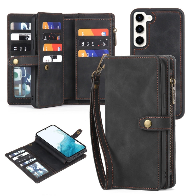 For Samsung Galaxy A72 4G/5G Zipper Wallet Detachable MagSafe Leather Phone Case(Black) - Galaxy Phone Cases by buy2fix | Online Shopping UK | buy2fix