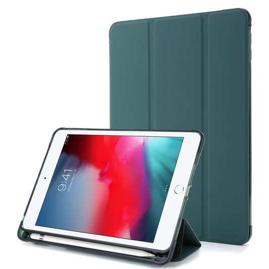 For iPad Mini 4 Airbag Horizontal Flip Leather Case with Three-fold Holder (Dark Green) - Apple Accessories by buy2fix | Online Shopping UK | buy2fix