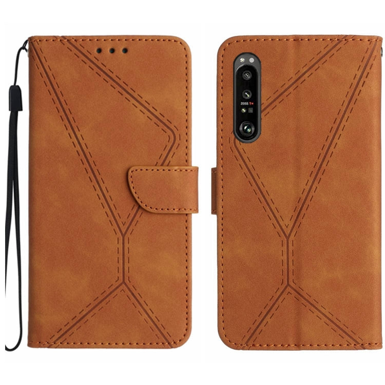 For Sony Xperia 5 III Stitching Embossed Leather Phone Case(Brown) - Sony Cases by buy2fix | Online Shopping UK | buy2fix