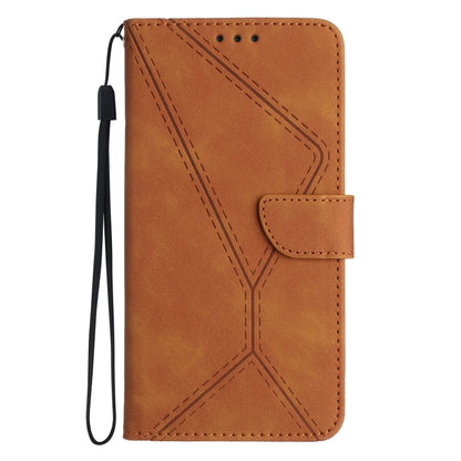 For Xiaomi POCO C40 Stitching Embossed Leather Phone Case(Brown) - Xiaomi Cases by buy2fix | Online Shopping UK | buy2fix