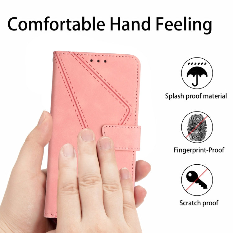 For Xiaomi POCO F5 5G Stitching Embossed Leather Phone Case(Pink) - Xiaomi Cases by buy2fix | Online Shopping UK | buy2fix