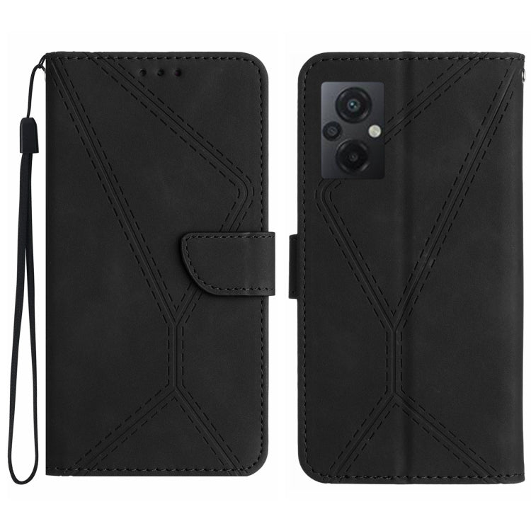 For Xiaomi POCO M5 / M4 5G Stitching Embossed Leather Phone Case(Black) - Xiaomi Cases by buy2fix | Online Shopping UK | buy2fix