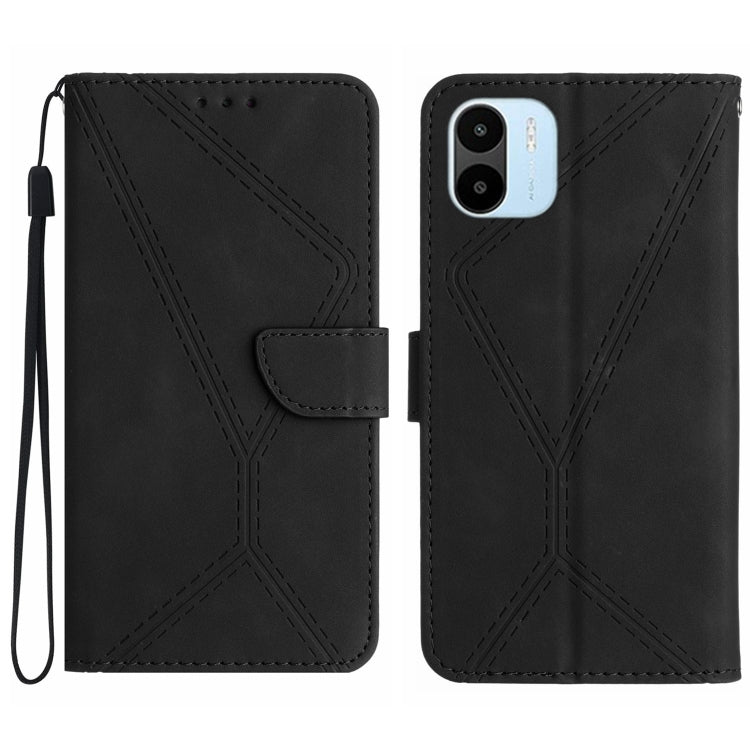 For Xiaomi Redmi A1+ / A2+ Stitching Embossed Leather Phone Case(Black) - Xiaomi Cases by buy2fix | Online Shopping UK | buy2fix