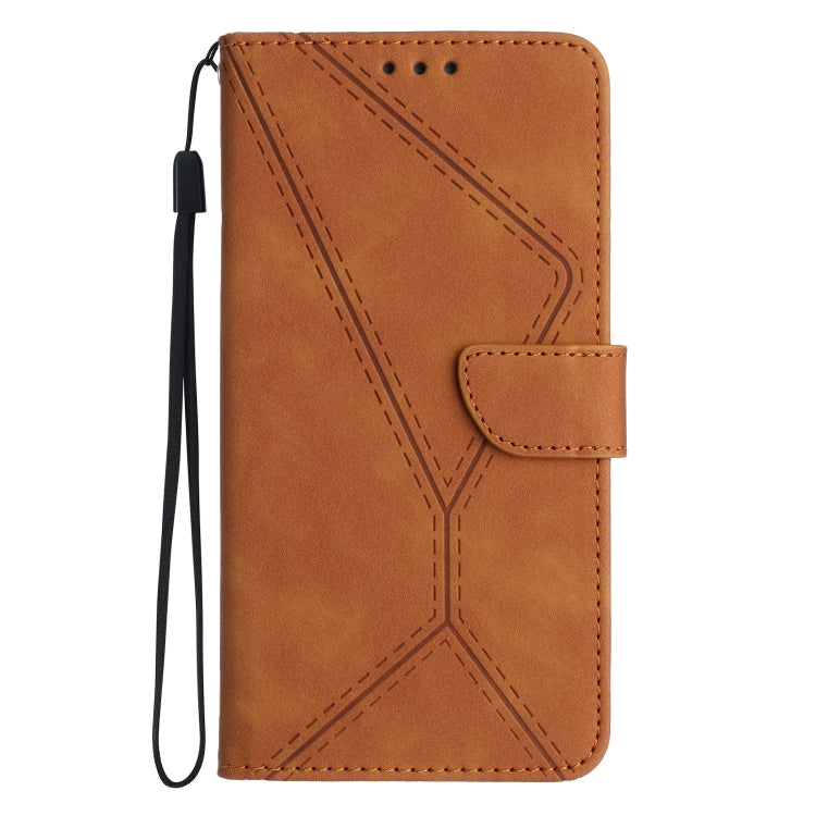 For iPhone 14 Plus Stitching Embossed Leather Phone Case(Brown) - iPhone 14 Plus Cases by buy2fix | Online Shopping UK | buy2fix