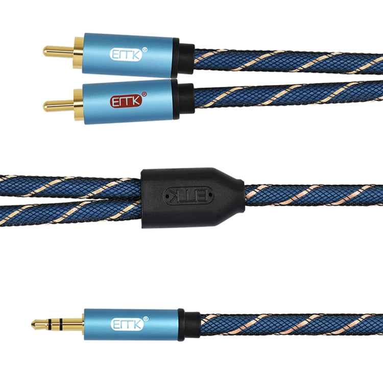 EMK 3.5mm Jack Male to 2 x RCA Male Gold Plated Connector Speaker Audio Cable, Cable Length:1.5m(Dark Blue) - Audio Optical Cables by EMK | Online Shopping UK | buy2fix