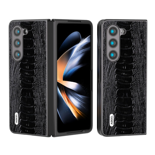 For Samsung Galaxy Z Fold5 ABEEL Genuine Leather Weilai Series Phone Case(Black) - Galaxy Z Fold5 Cases by buy2fix | Online Shopping UK | buy2fix
