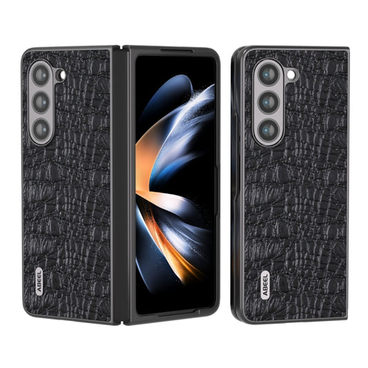 For Samsung Galaxy Z Fold5 ABEEL Genuine Leather Sky Series Black Edge Phone Case(Black) - Galaxy Z Fold5 Cases by buy2fix | Online Shopping UK | buy2fix