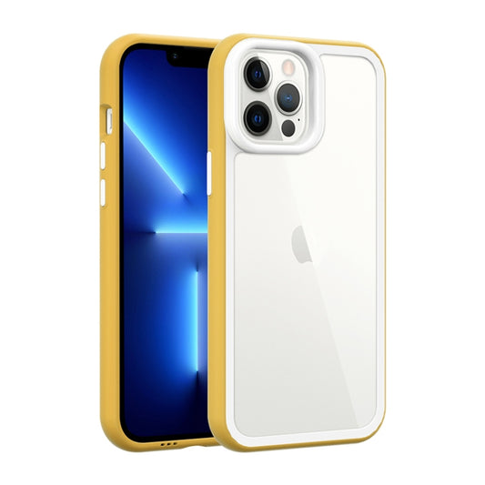 For iPhone 14 Pro Color Frame 2 in 1 Hollow Cooling Phone Case(Yellow) - iPhone 14 Pro Cases by buy2fix | Online Shopping UK | buy2fix