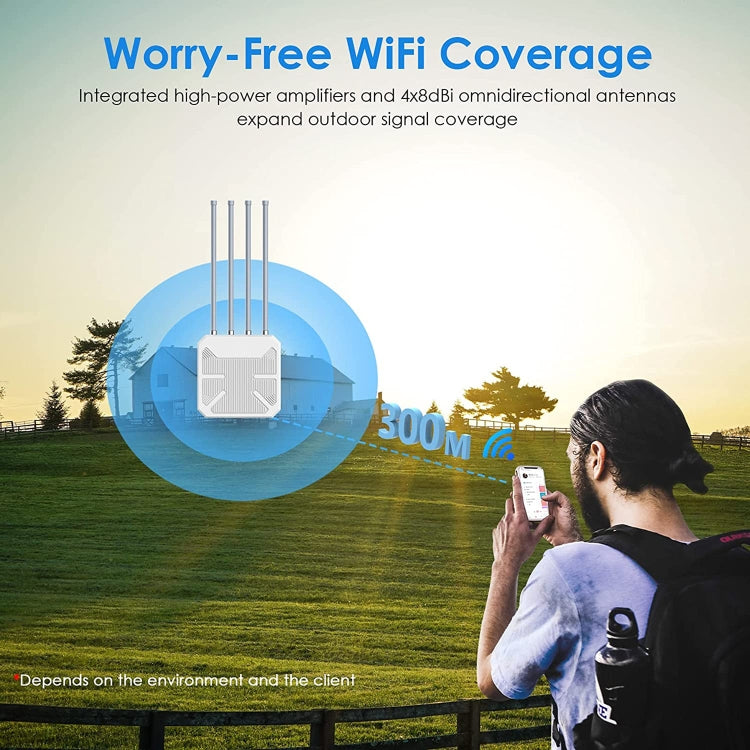 Wavlink WN573HX1 WiFi 6 AX1800 Dual Band Long Range Outdoor WiFi Extender(UK Plug) - Broadband Amplifiers by WAVLINK | Online Shopping UK | buy2fix