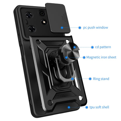 For Tecno Spark 10 Pro Sliding Camera Cover Design TPU+PC Phone Case(Black) - Tecno Cases by buy2fix | Online Shopping UK | buy2fix